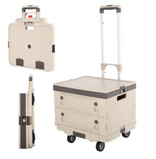 Rolling Crate Cart with Wheels, Lockable Lid, 132 lbs Folding Utility Storage Bi