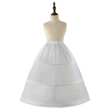 HFHDO Girl Crinoline Dress A-line Skirt Slips Long 3-12 Years, White