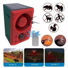 Solar Outdoor Motion Sensor Alarm - Dog Barking  Gunshot Sound 130db 3 Modes