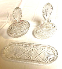 Frisiertischgarnitur Kammschale Flakon Deckeldose Glas Kristall 40er 50er