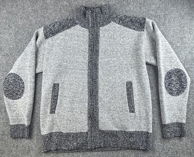 Yeo Kou Sweater Mens Size Large Gray Cashmere/cot/Wool Blend Full Zip Mock Neck