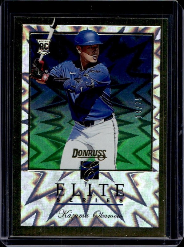 2026 Panini Donruss Kazuma Okamoto Elite Series RC Green Xplosion #/25 Blue Jays