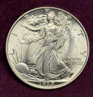 Lustrous Mint State 1938-P Walking Liberty Silver Half Dollar, Orig Uncirculated