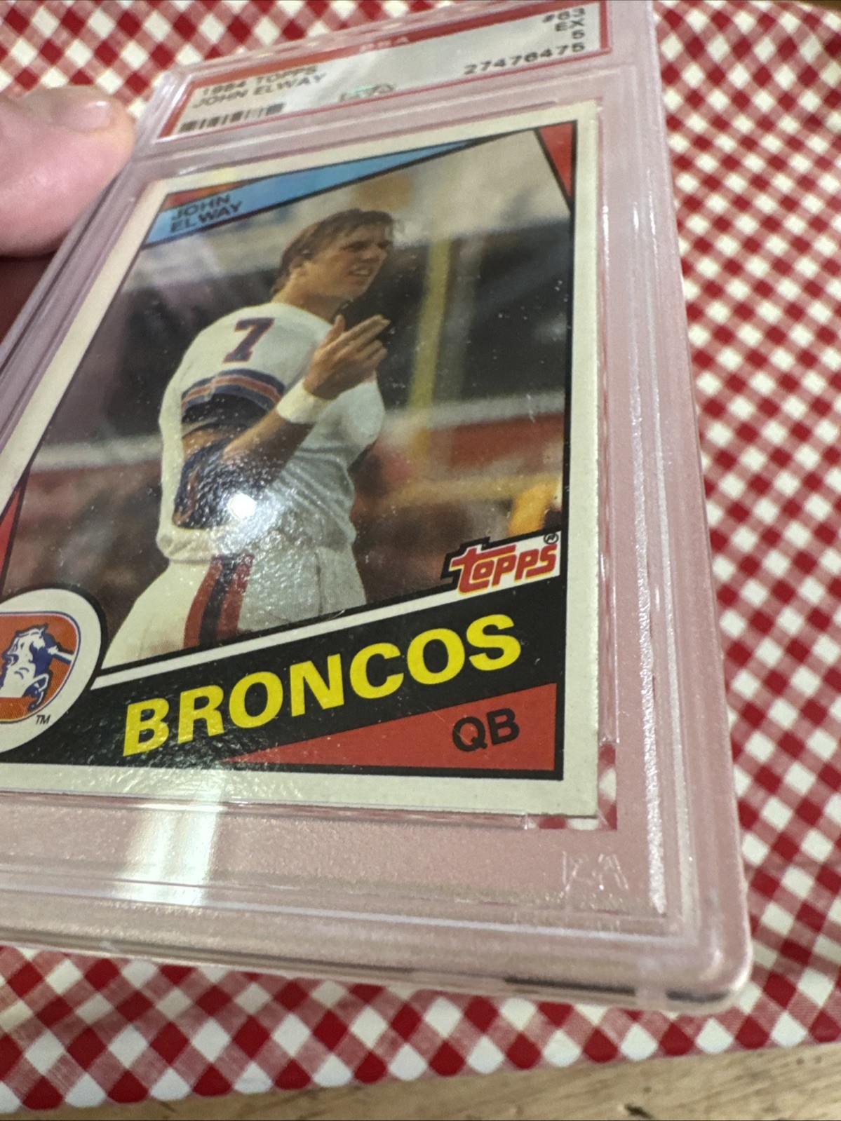 John Elway PSA 5 Rookie Vintage Topps Football Card 1984 NFL Denver Broncos RC view 9