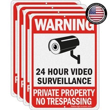 4 Pack No Trespassing Warning Signs - 10x7 Reflective Aluminum for Security