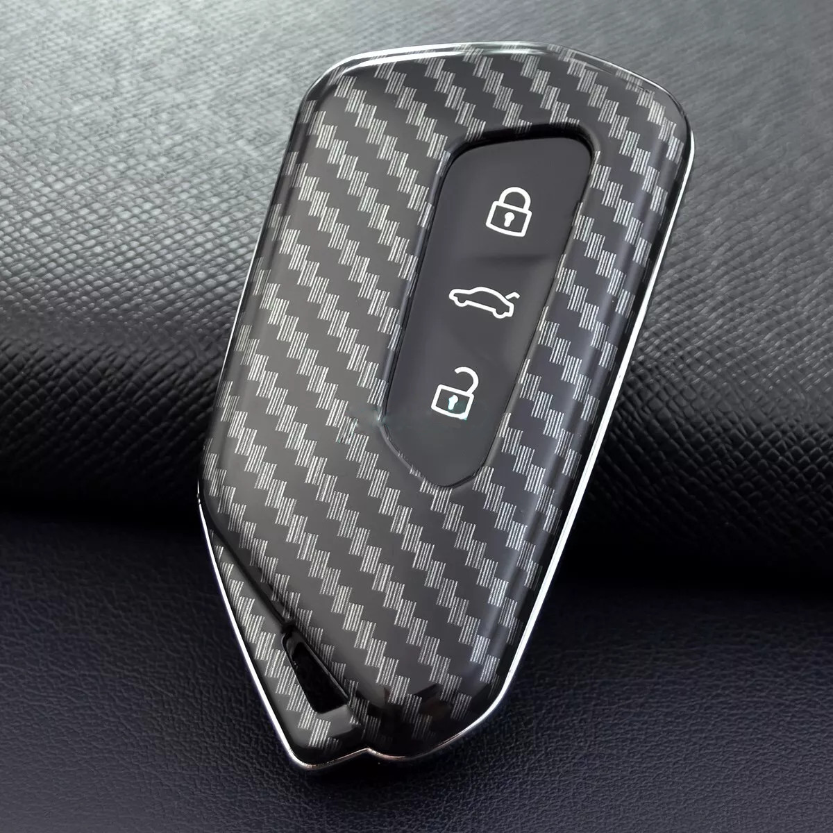 New Carbon Fiber Car Key Fob Cover Case Shell For VW Golf GTI MK8 ID.4 2020-2023