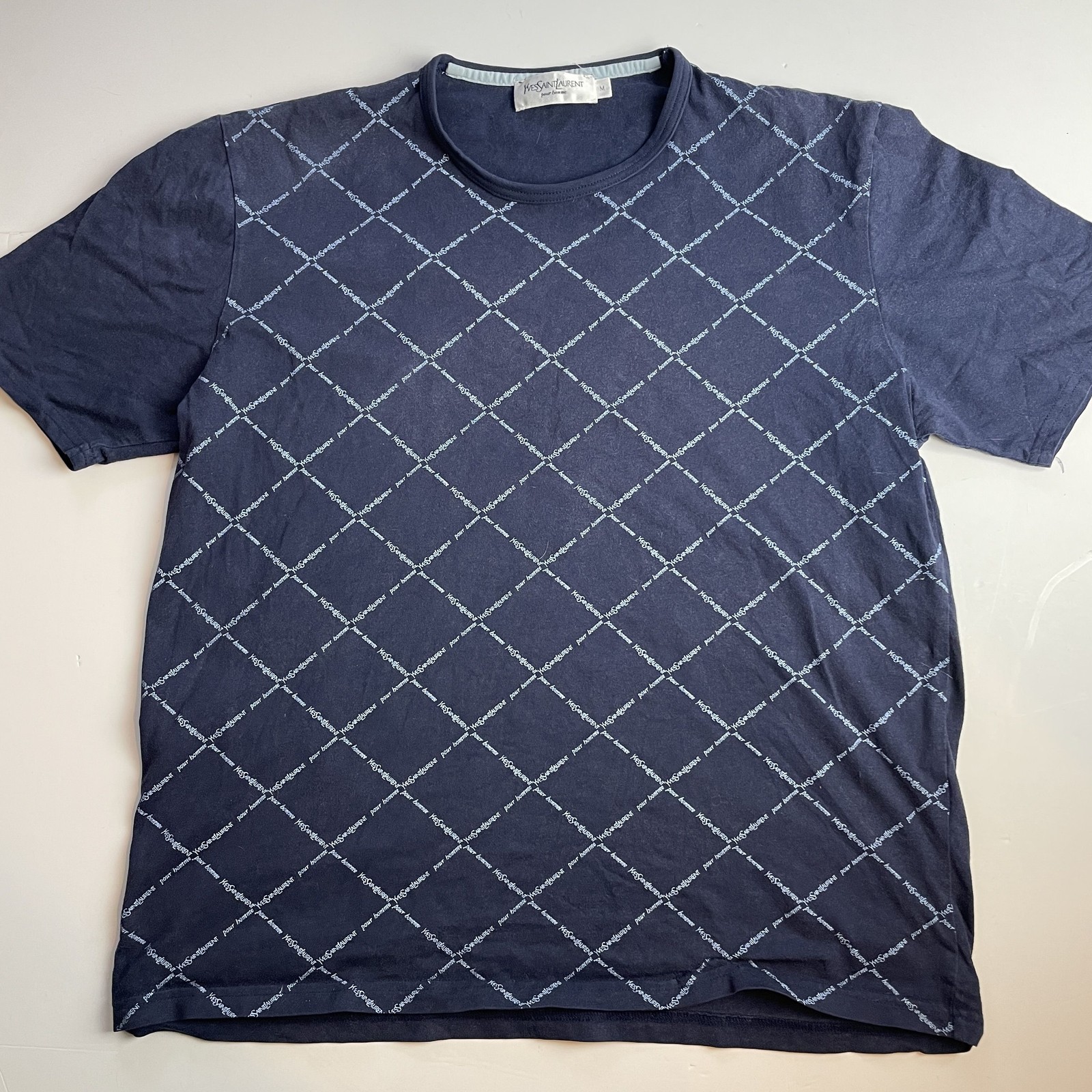 T shirt Yves Saint Laurent YSL vintage anni 90 uomo blu manica corta taglia M