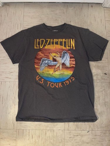 Led Zeppelin US Tour 1975 Swan Song Angel Concert Graphic T-Shirt Men's Size L