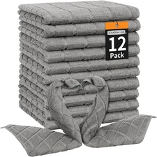 HOMERHYME Microfiber Washcloths, 12 Pack Wash Cloths Face Towels, Soft Lint Free