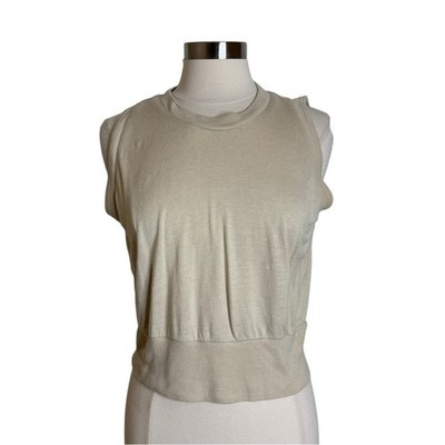 Vintage Michele Lamy Tan Sleeveless Silk Blend Knit Top Women s Minimalist
