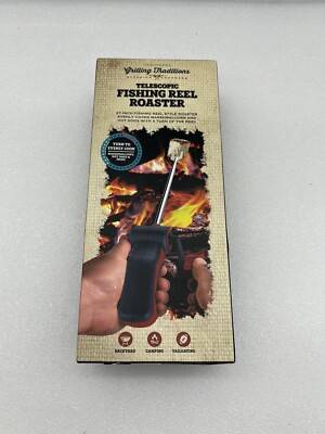 New Grilling Traditions Telescopic 27in  Fishing Reel Roaster ~ Free Shipping!!!