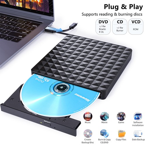 USB 3.0 Slim External DVD RW CD Writer Drive Burner Reader Player For Laptop PC - 第 5/14 張圖片