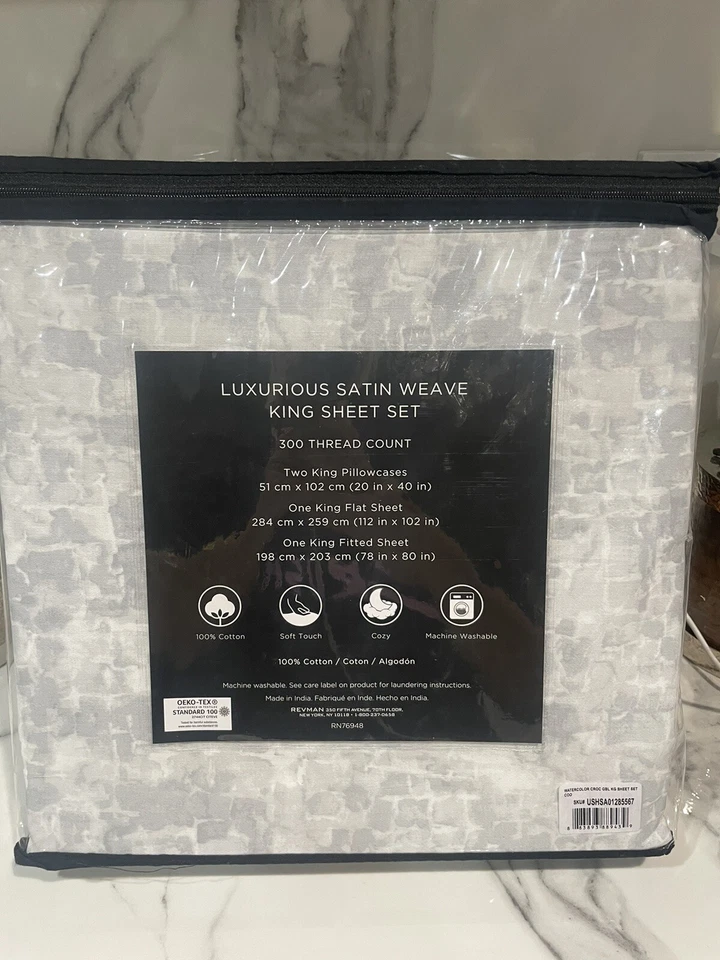 Juego de Sábanas Vera Wang KING 4 Piezas Lujoso Tejido Satinado 300TC. ¡Nuevo! Foto 4 de 4