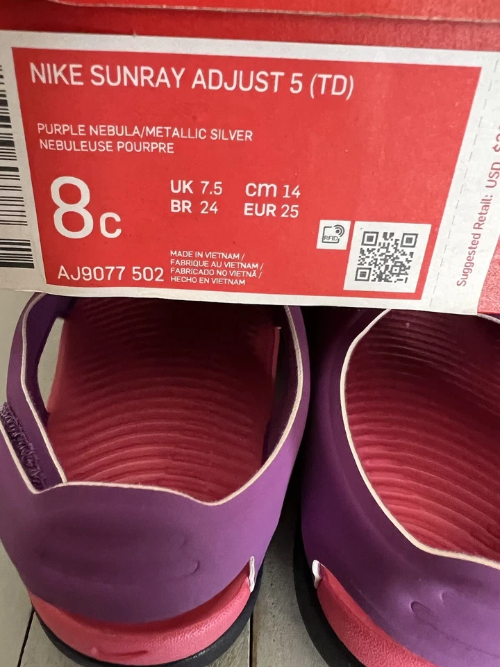 Sandalia Nike Sunray Adjust 5 (TD) púrpura bebé niña talla EE. UU. 6c, 7c, 8c, 9c, 10c Foto 4 de 4