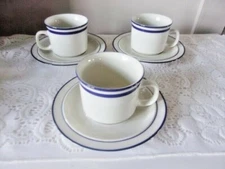 Japan China Mariner Blue Elegance II Collection 3 Cup & Saucer Sets