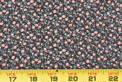 29'' Long, Vintage, Pink & Turquoise Calico on Brown Cotton, Peter Pan, P8553