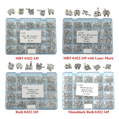 50 Set Dental Orthodontic Monoblock Metal Brackets Braces One Piece MBT Roth 022