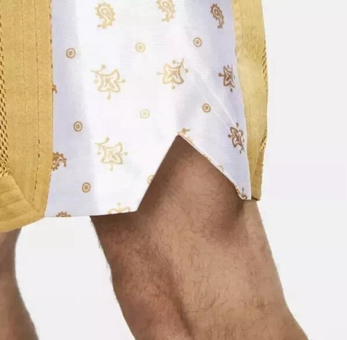 Pantalones Cortos de Baloncesto Nike Dri-Fit Premium Pasley Dorado Blanco Para Hombre Talla PEQUEÑA - Imagen 4 de 6