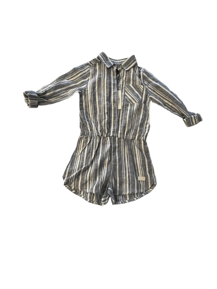 Romper listrado 7 For All Mankind manga longa índigo (meninas pequenas) tamanho 5 novo com etiquetas - Imagem 2 de 4