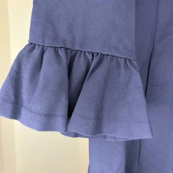 Abito Kate Spade blu navy manica a campana 3 4 aderente e svasato con zip taglia XXL tasche