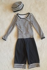 CURTAIN CALL Jailbird Prisoner 3 Pc Black Ivory Halloween Costume Girls Small