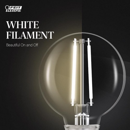 Feit White Filament G16.5 E12 Filament LED Bulb Soft White 60W 2-ct (2-Pack) - Picture 7 of 8