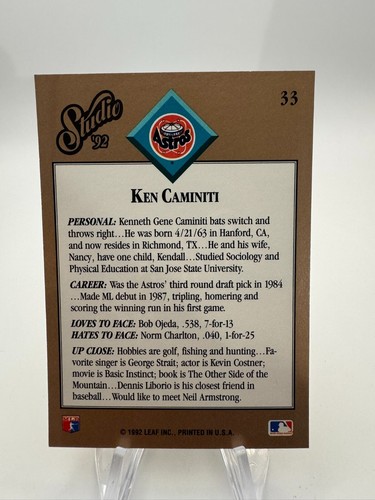 1992 Leaf Studio Baseball - #1-250 - Complete Your Set - You Pick - Picture 87 of 519