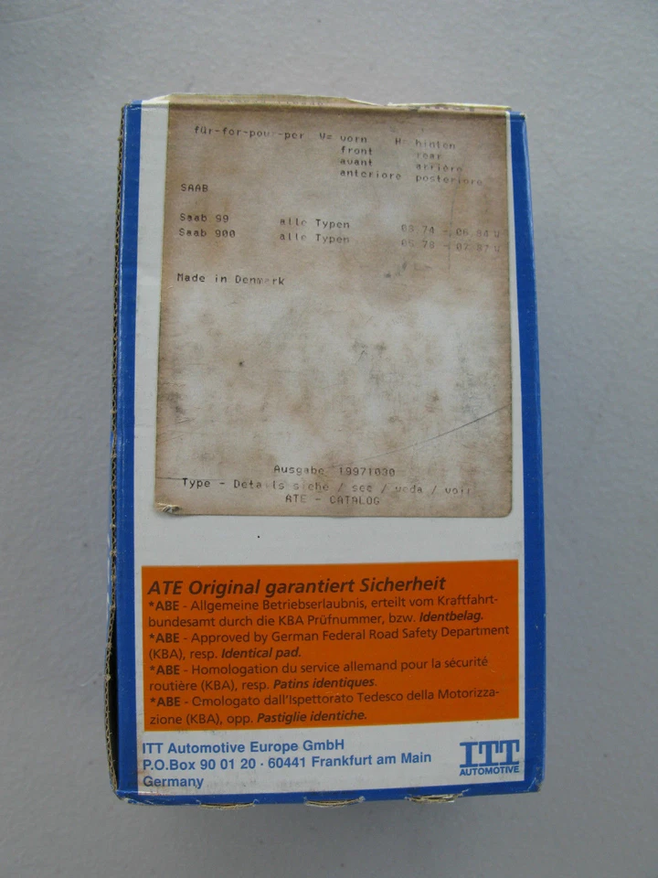 Juego de pastillas de freno ATE (91 02 690) para 1974-1987 Saab 99 900 (602904) Foto 3 de 3