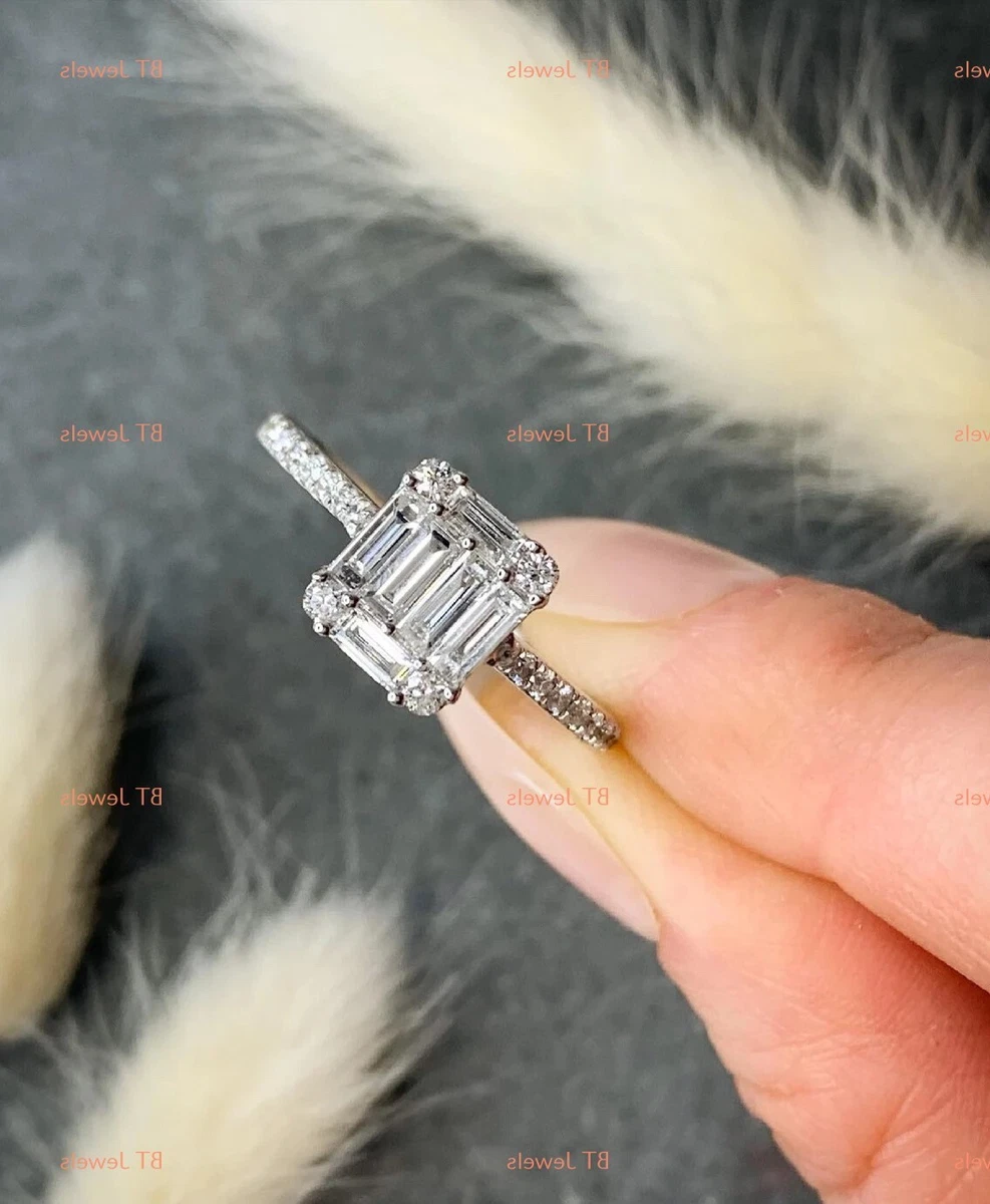 Vintage Art Deco Style Engagement Ring in 925 Sterling Silver For