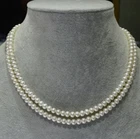 18" AAA 5-6mm Vintage Double Strand Akoya Real Pearl Necklace Pearls 14k Gold