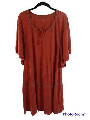 Garnet Hill XL Organic Linen Batwing Sleeve Embroidery Knee Shift Dress  Pullover | eBay