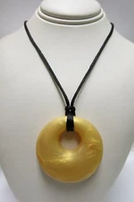 Baby Teething Necklace for Mom Pretty Donuts Shaped Pendant (Metallic Gold)