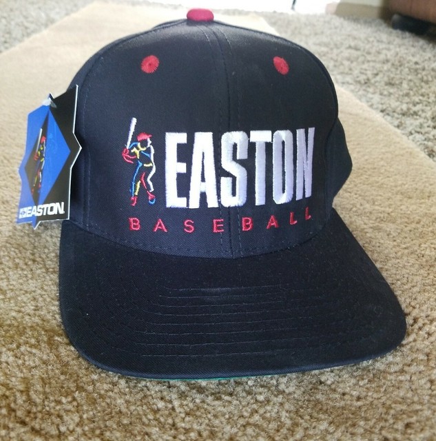 NOS Vtg EASTON Baseball Bats Cap New Snapback Hat NWT Black Embroidered