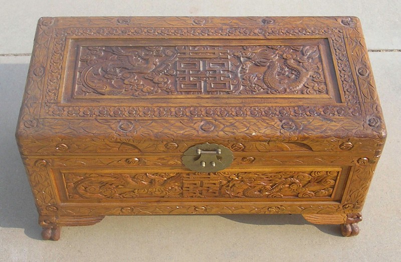 Hand Carved Camphor Chest Early - Mid 20th Century Chinese
