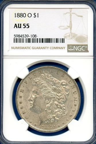 1880 O NGC AU55 Morgan Silver Dollar $1 US Mint Rare Key Date Coin 1880-O AU-55