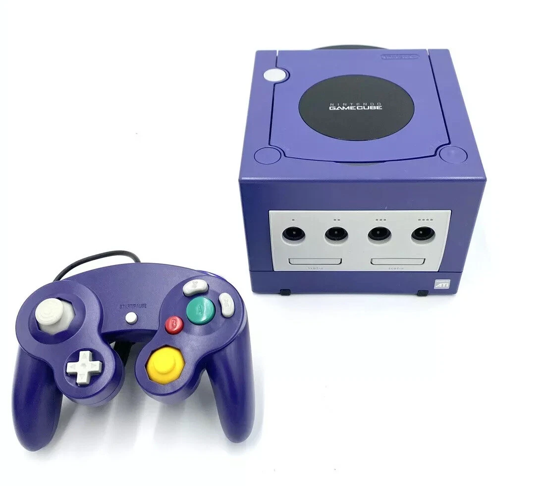 Nintendo GameCube Indigo Purple GC Console US Region+Controllers+Wires  Bundle