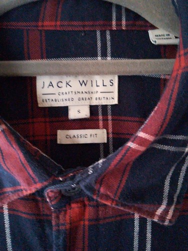 Jack Wills Navy Red White Long Sleeved Check Shirt Size Small Classic Fit VGC - Picture 2 of 5