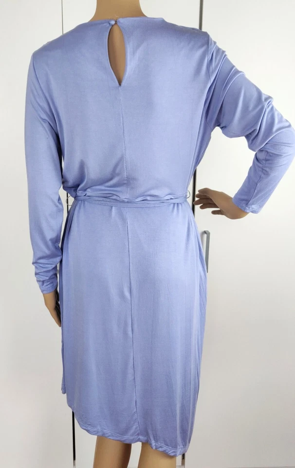 Vestido modesto forrado manga larga cuello chal azul colección M&S Reino Unido 14 Foto 4 de 4