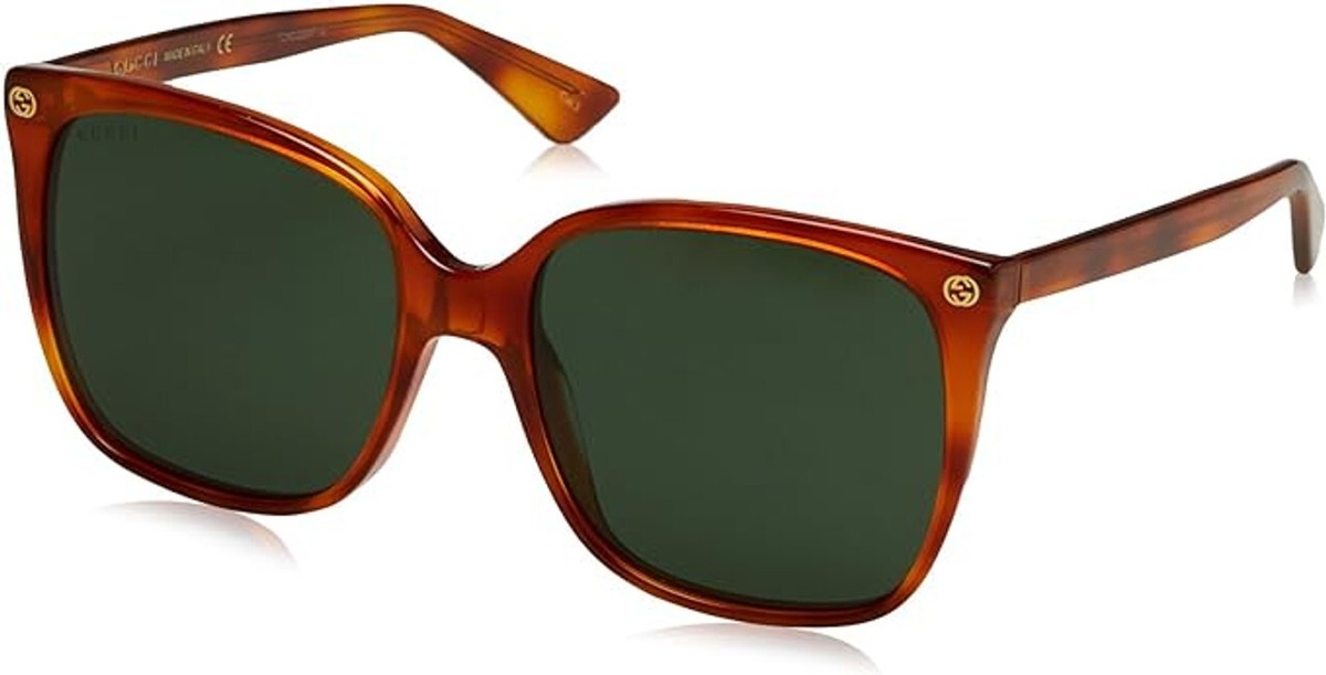 Gucci GG0022S-002 Sunglasses AVANA GREEN LENS Tortoise Brown