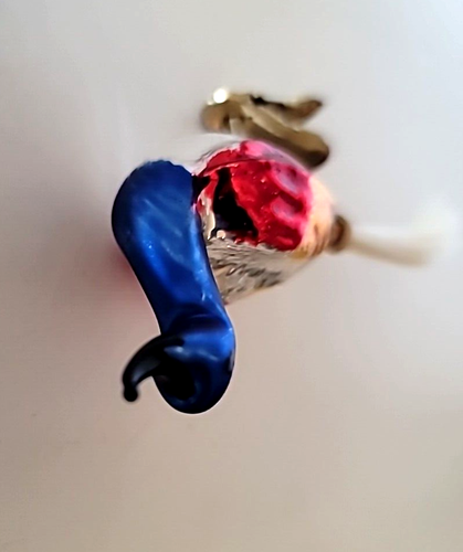 Bird Glass Antique Ornament 4” Clip On Multi Color Blown Glass Spun Tail - Picture 3 of 4