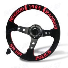 330mm Suede Deep Dish 1985 Racing Police Bye Bye Drift Embroidery Steering Wheel 330mm Suede Deep Dish 1985 Racing Police Bye Bye Drift Embroidery Steering Wheel