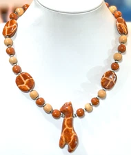 Ceramic Giraffe Pendant Pattern Kazuri Company Nairobi Kenya Africa Necklace
