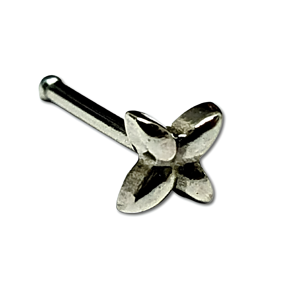 Flower Nose Stud Four Petal 4mm 18g (1mm) Titanium g23 Body Piercing Jewellery