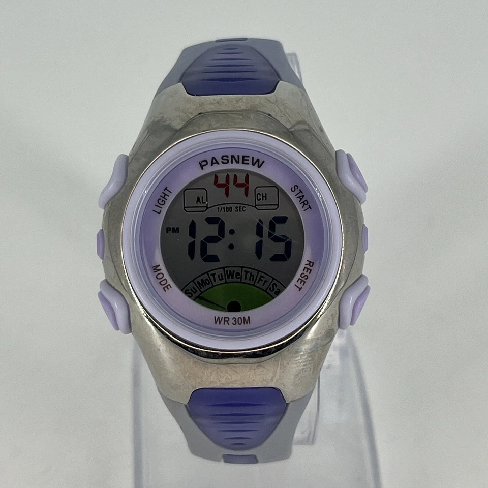 Pasnew женские часы фиолетовый группы цифровой Sport 30 М WR новый аккумулятор работает! - Изображение 2 из 4