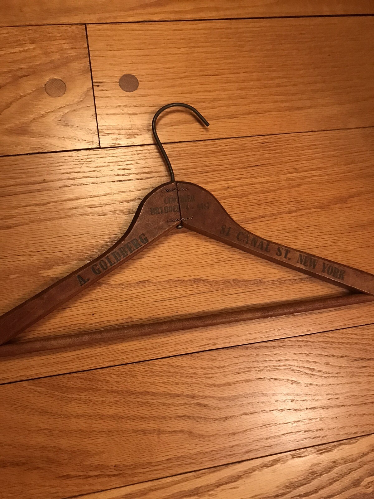 Antique Wooden Clothes Hanger Advertising Goldberg Ca… Gem