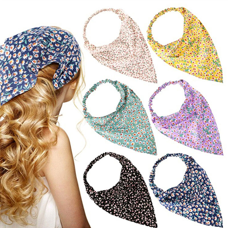 Bohemian Paisley Print Triangle Scarf Hair Bandana Headwrap for Women