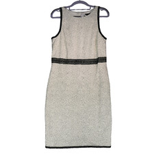 NEW Ann Taylor Dress Womens Size 8 White Lace Overlay Contrasting Lace Trim Boho