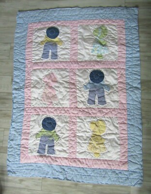 Vintage Sun Bonnet Sue Sam Baby Boy/Girl Crib Quilt Blanket 47