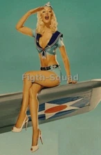 WW2 Picture Photo US Air Force  Sexy Pinup PIN-UP Wing Plane Army  5423