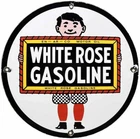 VINTAGE WHITE ROSE GASOLINE PORCELAIN SIGN GAS STATION PUMP PLATE MOTOR OIL
